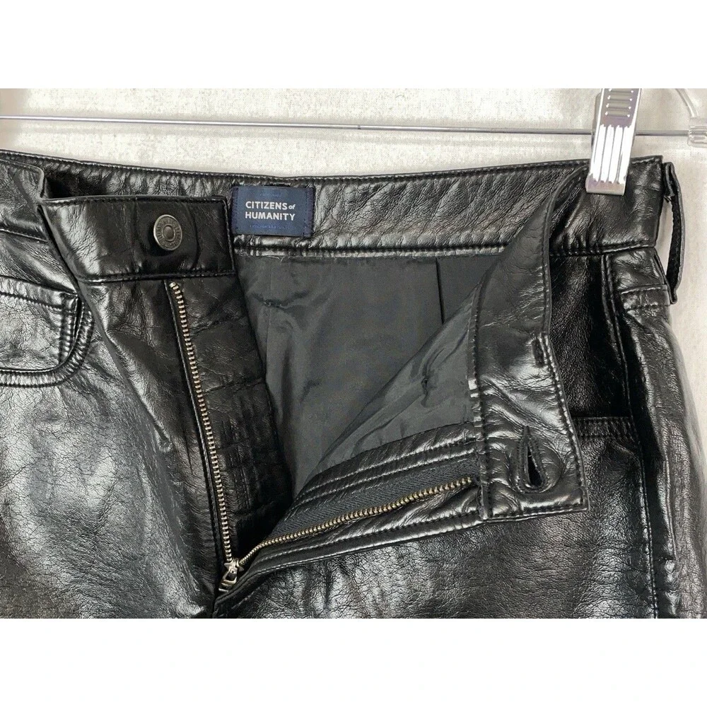 Citizens of Humanity Women 26 Mini Skirt Black Recycled Leather Beatnik Edgy Y2K